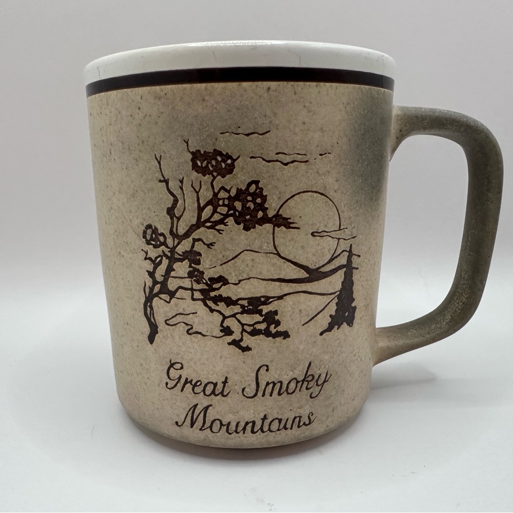 Vintage Great Smoky Mountains Stoneware Mug Scenic Souvenir Coffee Mug